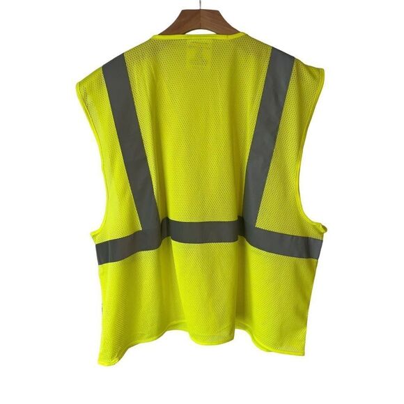 Safety Vest MCR Safety Unisex 2X High Visibility Yellow Reflective Netted NEW - Picture 7 of 7